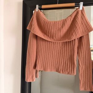 Express Off-the-Shoulder Sweater in Rust